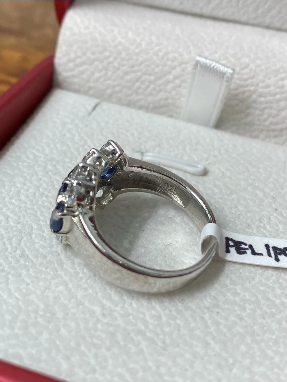 925 Sterling Silver Natural Sapphire And CZ Ring